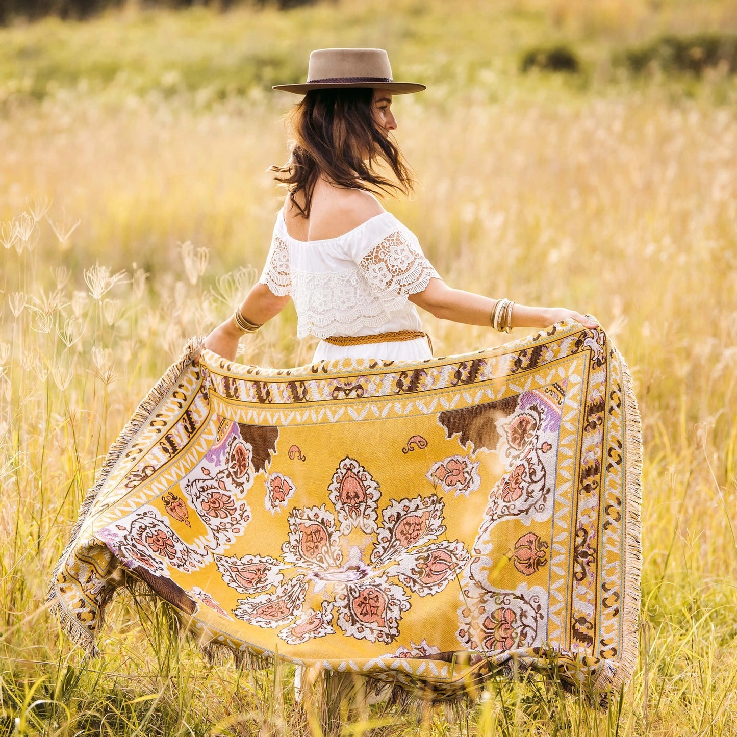 'here Comes the Sun' Woven Picnic Rug/Throw - With Shoulder Strap