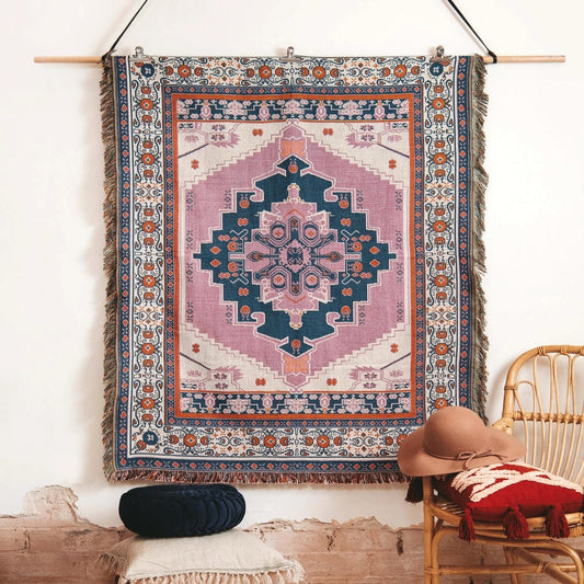 'strawberry Fields' Woven Picnic Rug/Throw - With shoulder Strap