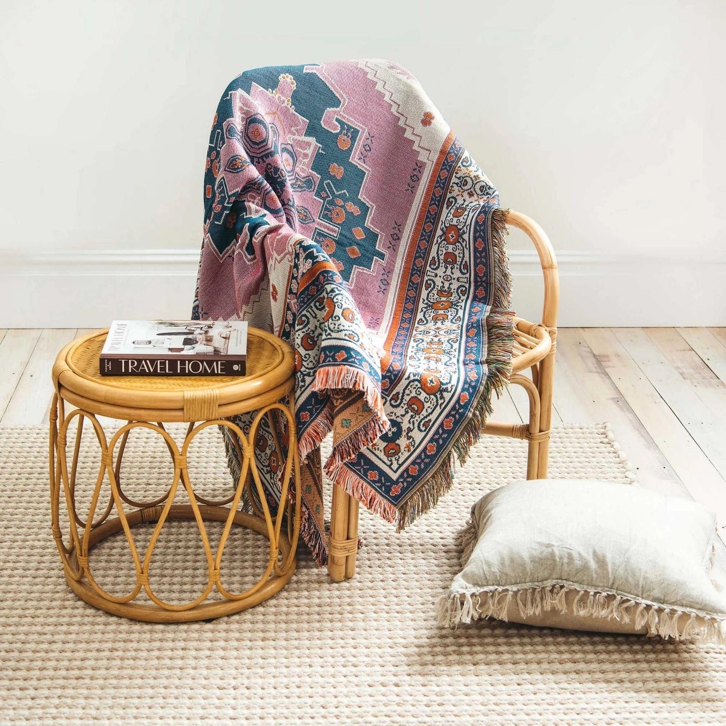 'strawberry Fields' Woven Picnic Rug/Throw - With shoulder Strap