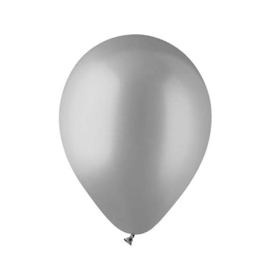 Latex Balloon 12" Metallic Silver - Helium Filled