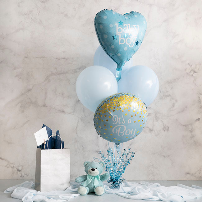 Foil Balloon 18" Baby Boy Heart Blue (45cmD) - Helium Filled