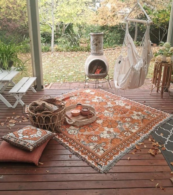 'penny Lane' Woven Picnic Rug/Throw - With Shoulder Strap