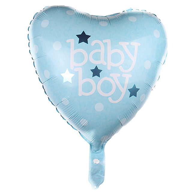 Foil Balloon 18" Baby Boy Heart Blue (45cmD) - Helium Filled