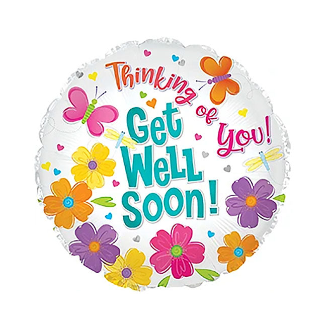 Foil Balloon 17" (42.5cm Dia) Get Well Soon Thinking of You - Helium Filled