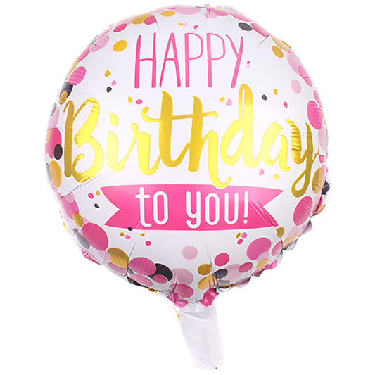 Foil Balloon 18" Happy Birthday To You Pink (45cmD) - Helium Filled